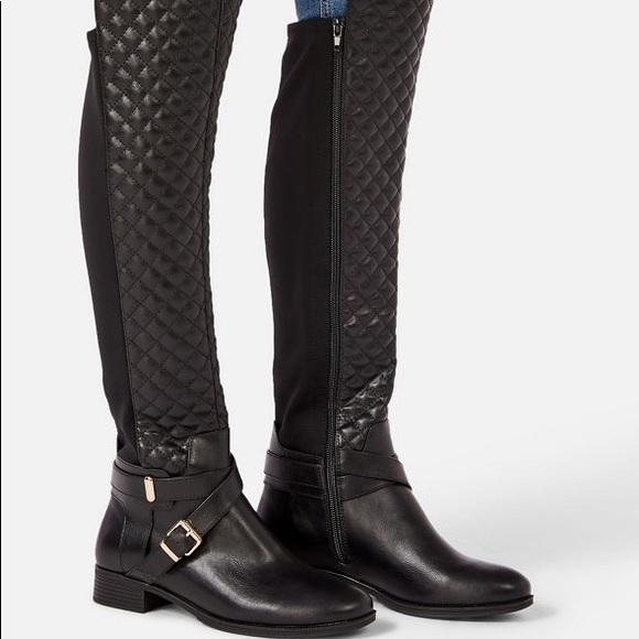 JustFab Rida Flat Boots in Black Size 8 - Picture 2 of 6